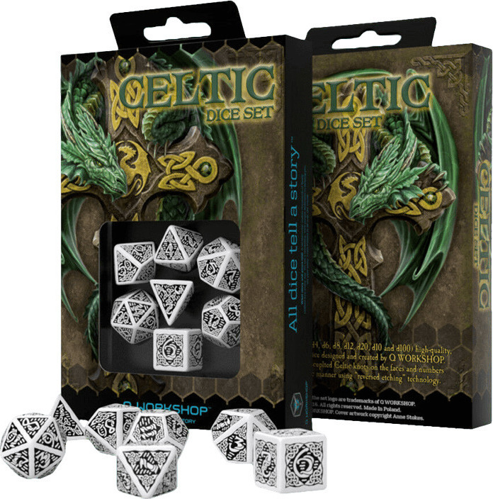 Celtic 3D Dice Set White & Black