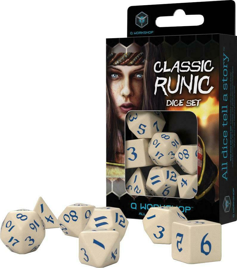 Classic Runic Dice Set Beige & Blue