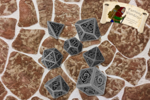 Q Workshop Celtic 3D Dice Set Gray & Black 7τμχ