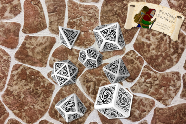 Q Workshop Celtic 3D Dice Set Revised White & Black 7τμχ