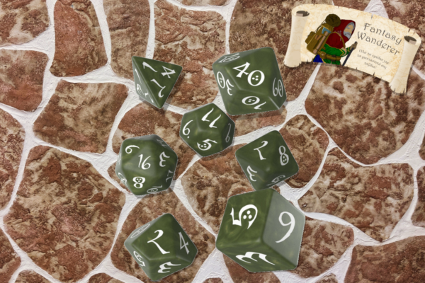 Q Workshop Classic RPG Dice Set Olive & White