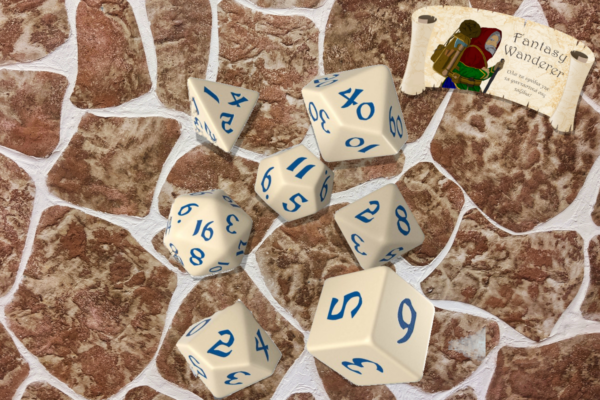 Q Workshop Classic Runic Dice Set Beige & Blue